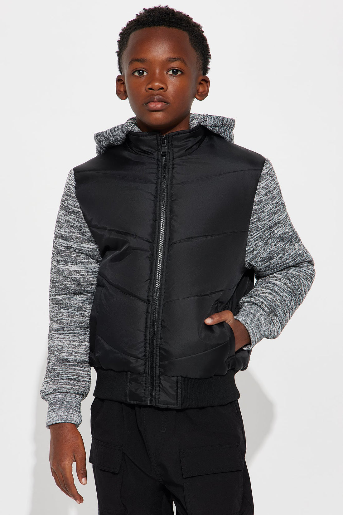 Mini Heritage Color Blocked Hooded Jacket - Black