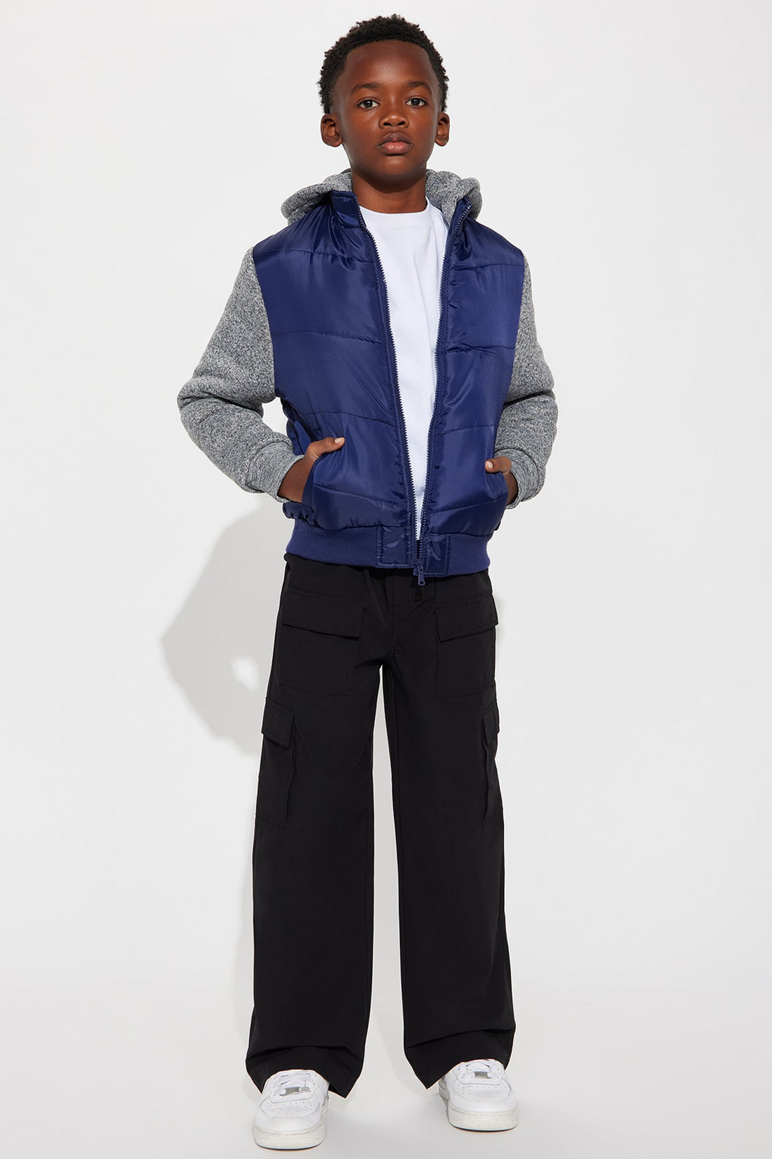 Mini Heritage Color Blocked Hooded Jacket - Navy