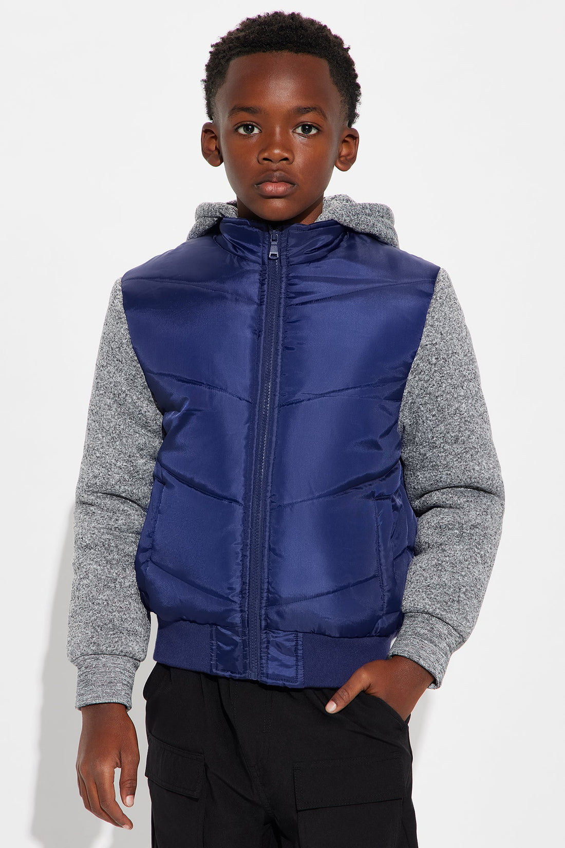 Mini Heritage Color Blocked Hooded Jacket - Navy