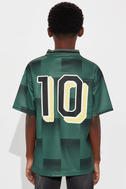 Mini Checkered Paris Short Sleeve Soccer Jersey - Green/combo