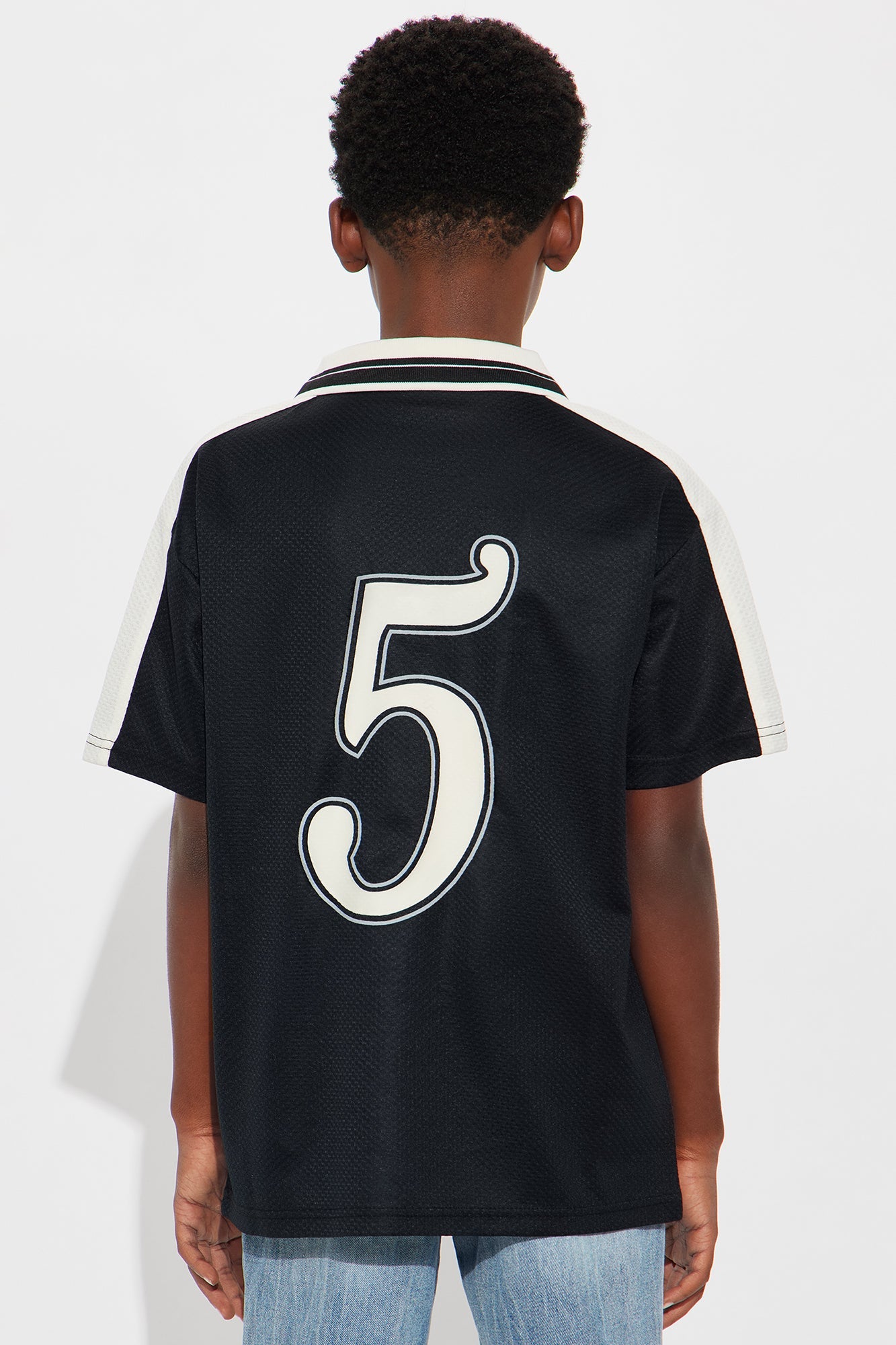 Mini Saints Social Johnny Collar Soccer Jersey - Black