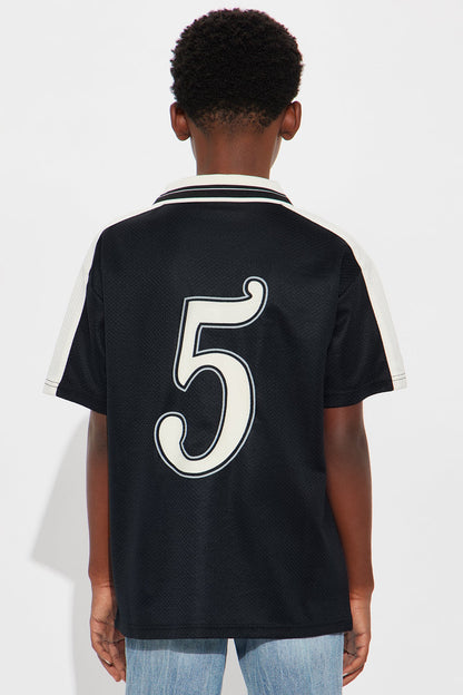 Mini Saints Social Johnny Collar Soccer Jersey - Black
