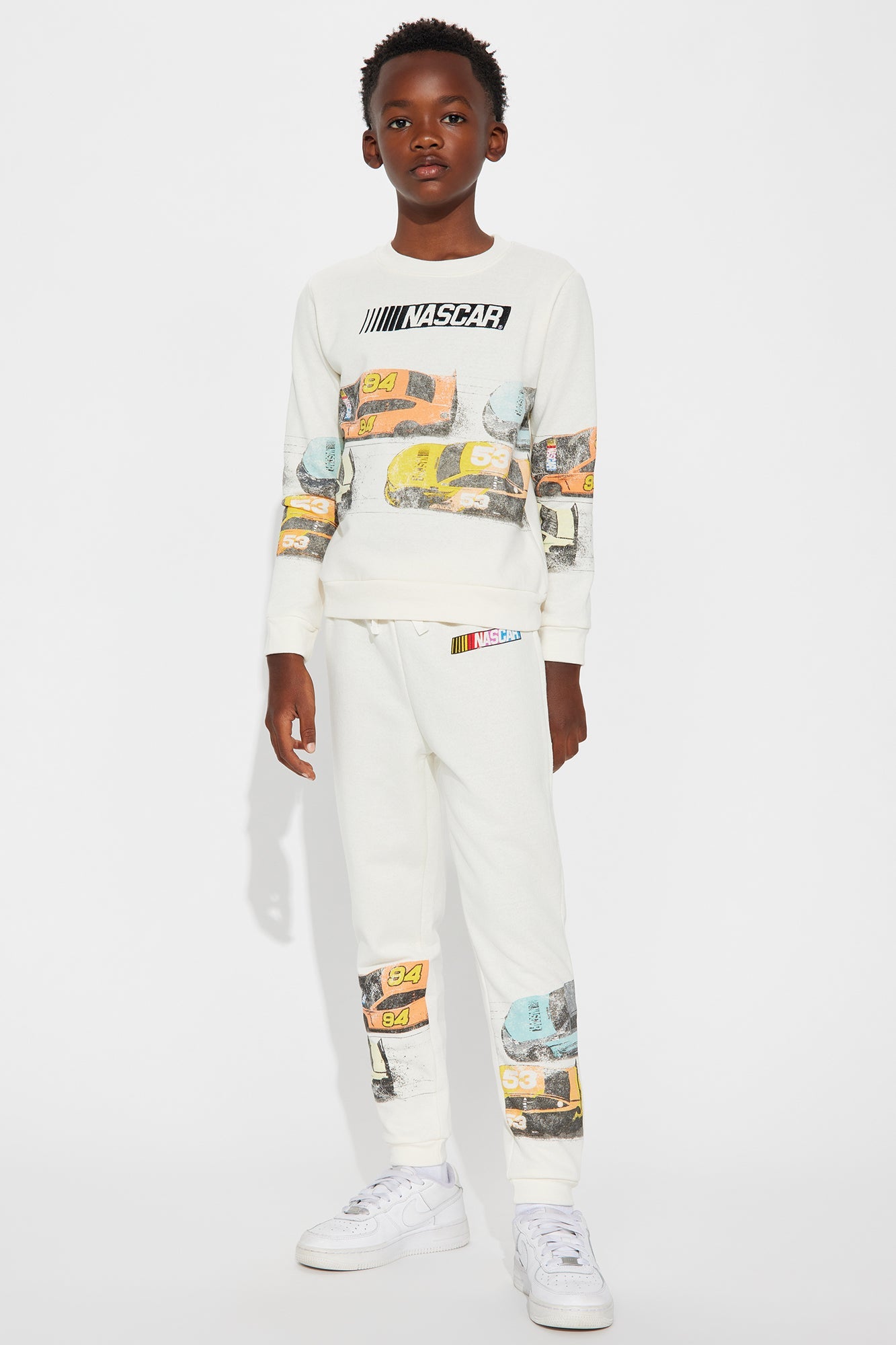 Mini Nascar Ready To Race Jogger Pant Set - Off White