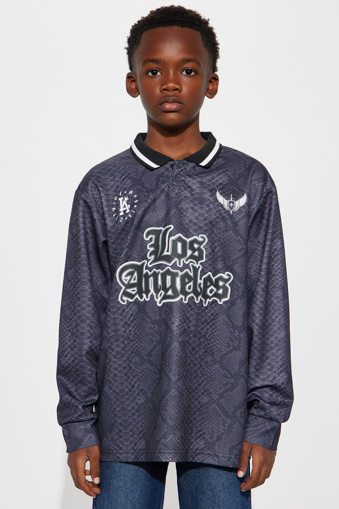 Mini Los Angeles Long Sleeve Jersey Polo - Black