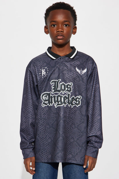 Mini Los Angeles Long Sleeve Jersey Polo - Black