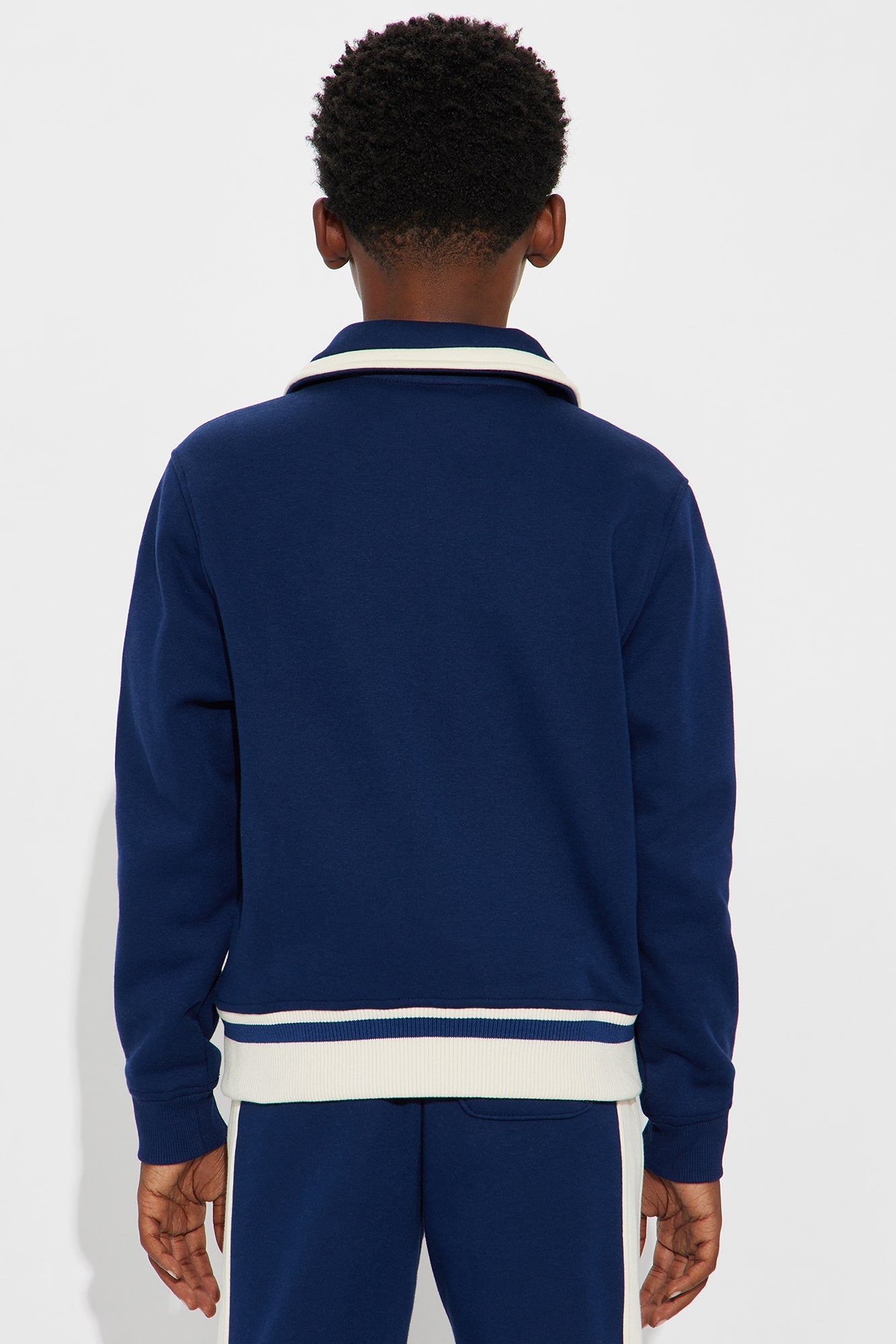 Mini Uni Relaxed Varsity Zip Up Jacket - Navy