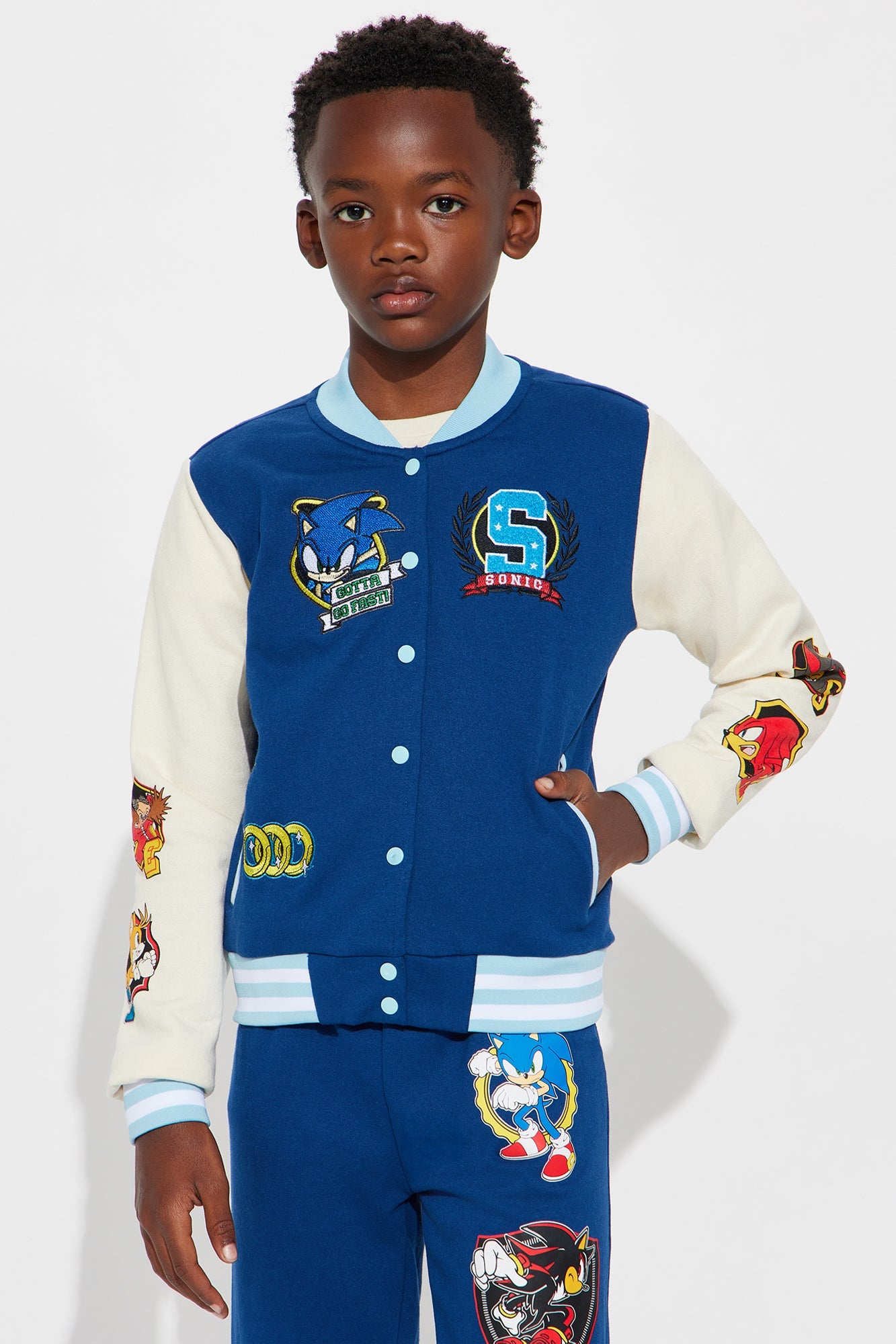 Mini Sonic The Hedgehog 3 Piece Jogger Pant Set - Navy/combo