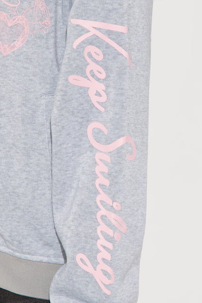 Mini Keep Smiling Love Bomber Jacket - Heather Grey