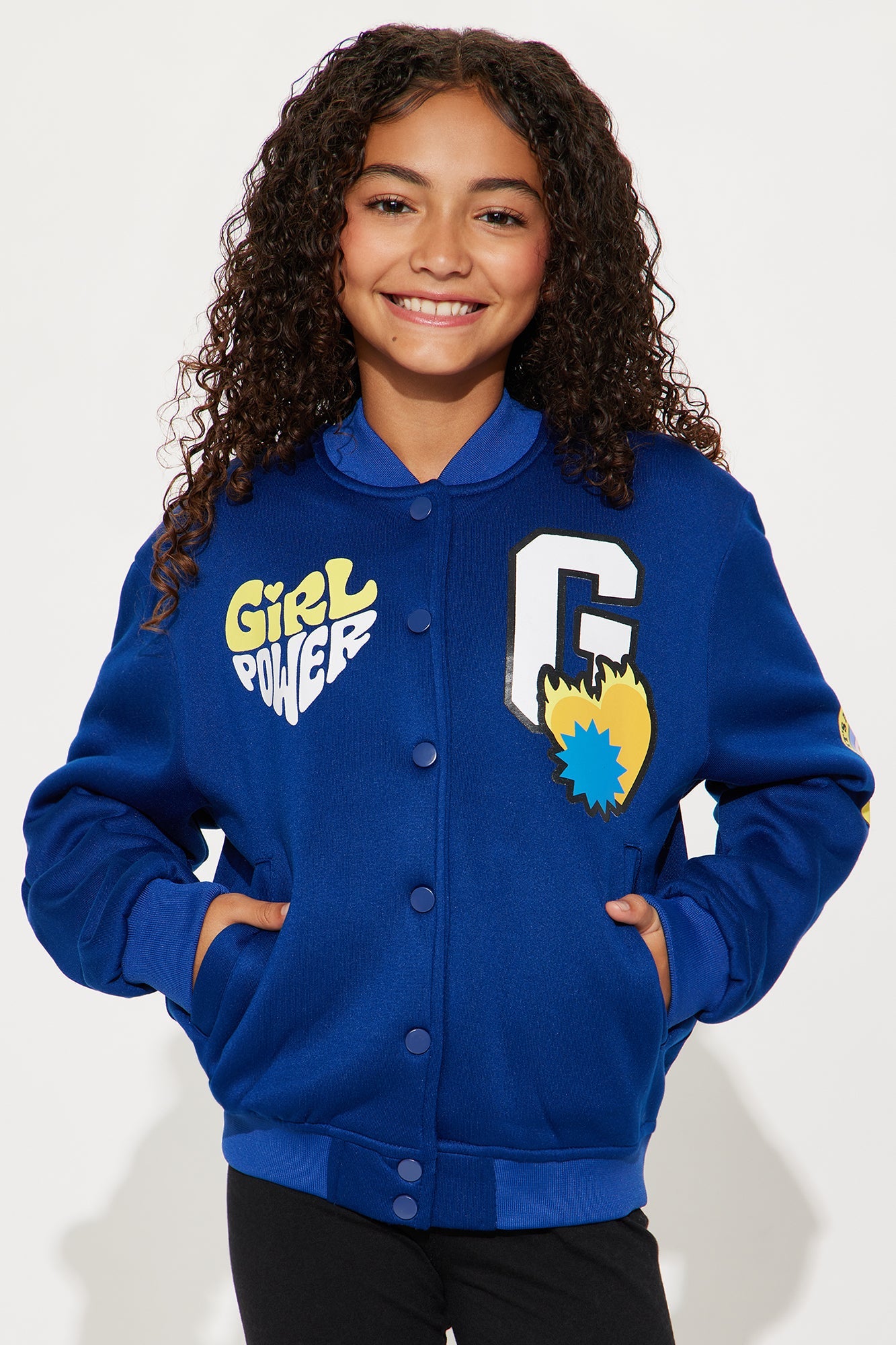 Mini Girl Power Forever Bomber Jacket - Navy