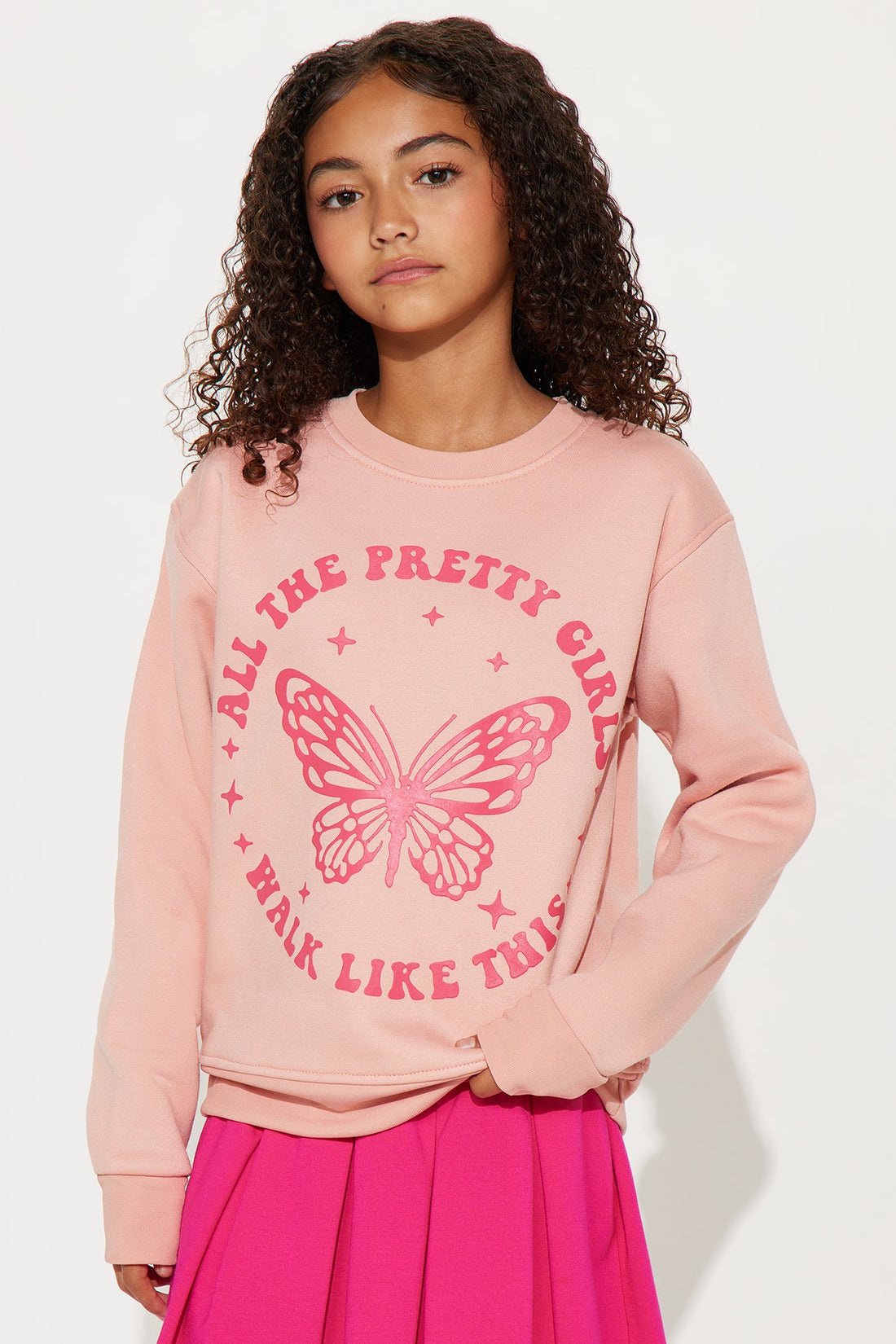 Mini All The Pretty Girls Crew Neck Sweatshirt - Pink