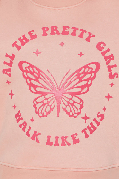 Mini All The Pretty Girls Crew Neck Sweatshirt - Pink