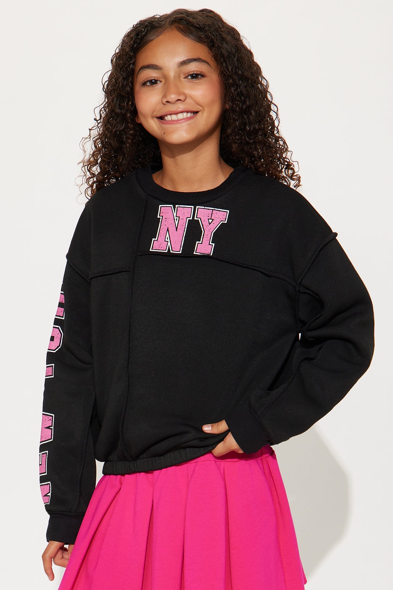 Mini In New York Paneled Crew Neck Sweatshirt - Black