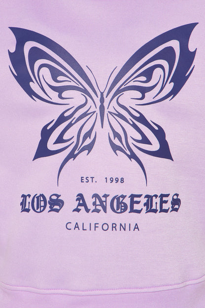 Mini LA Butterfly Crew Neck Sweatshirt - Lilac