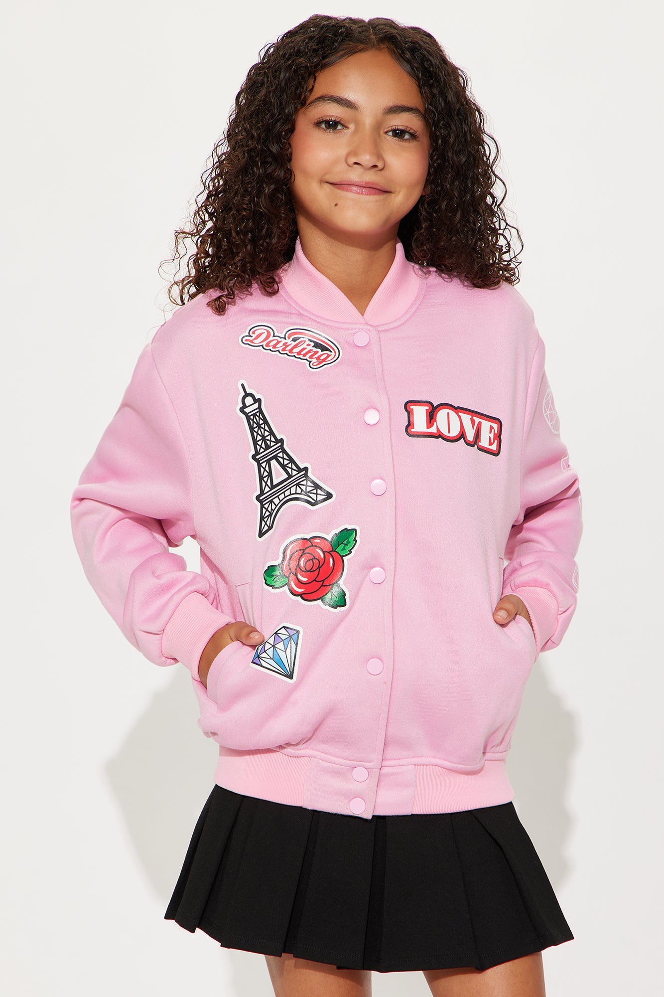 Mini Your Love Makes Me Happy Bomber Jacket - Pink
