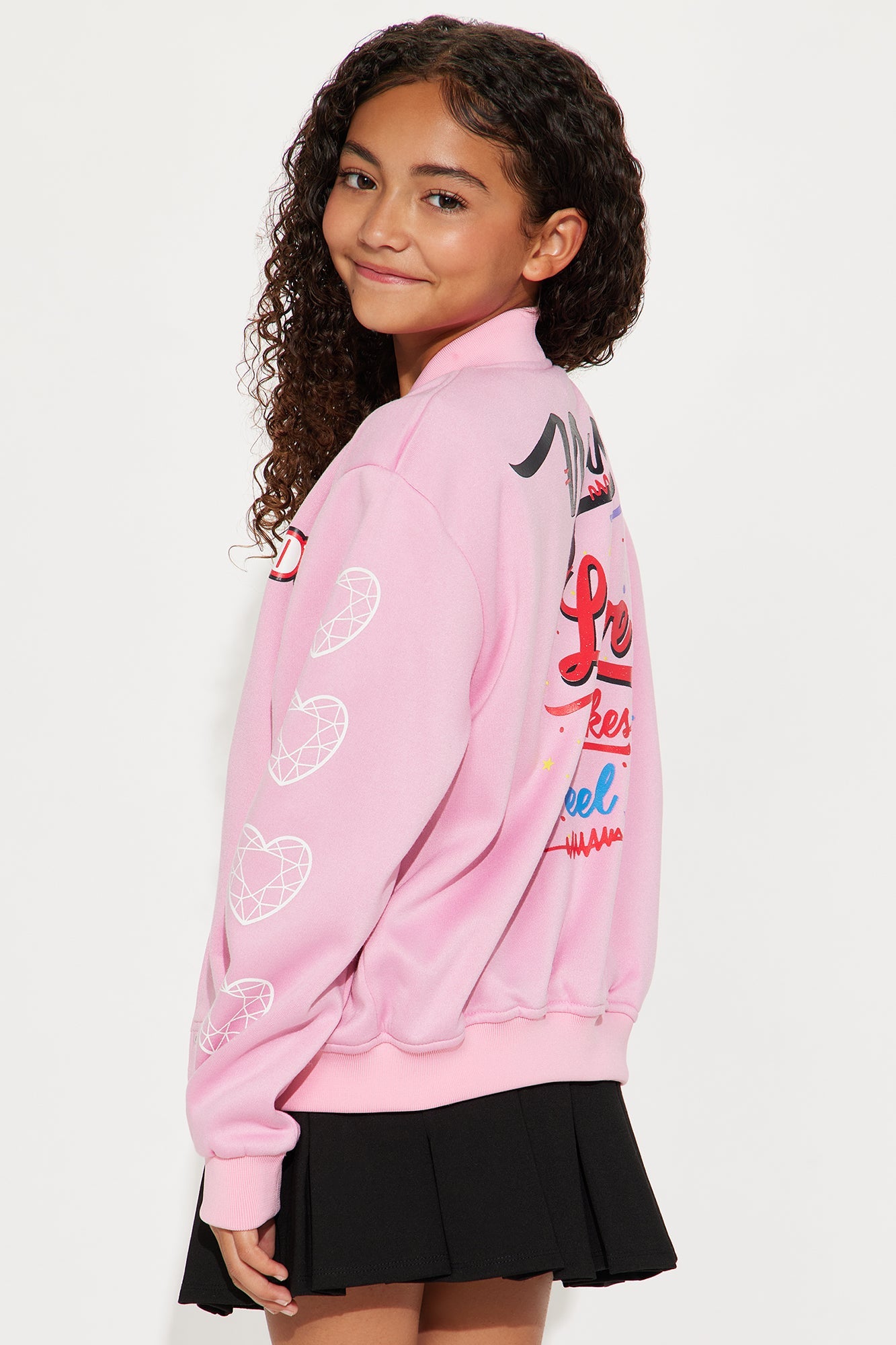 Mini Your Love Makes Me Happy Bomber Jacket - Pink