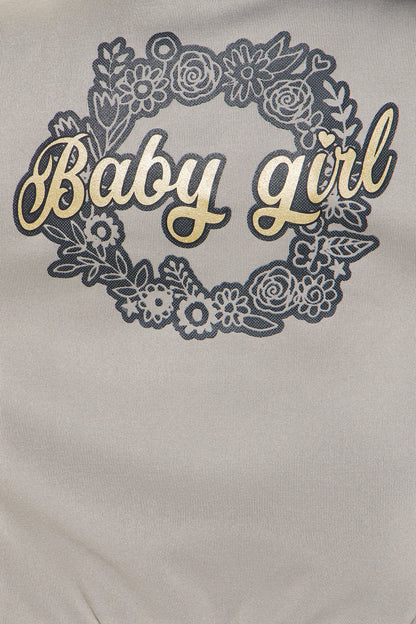 Mini Baby Girl Bomber Jacket - Heather/Combo