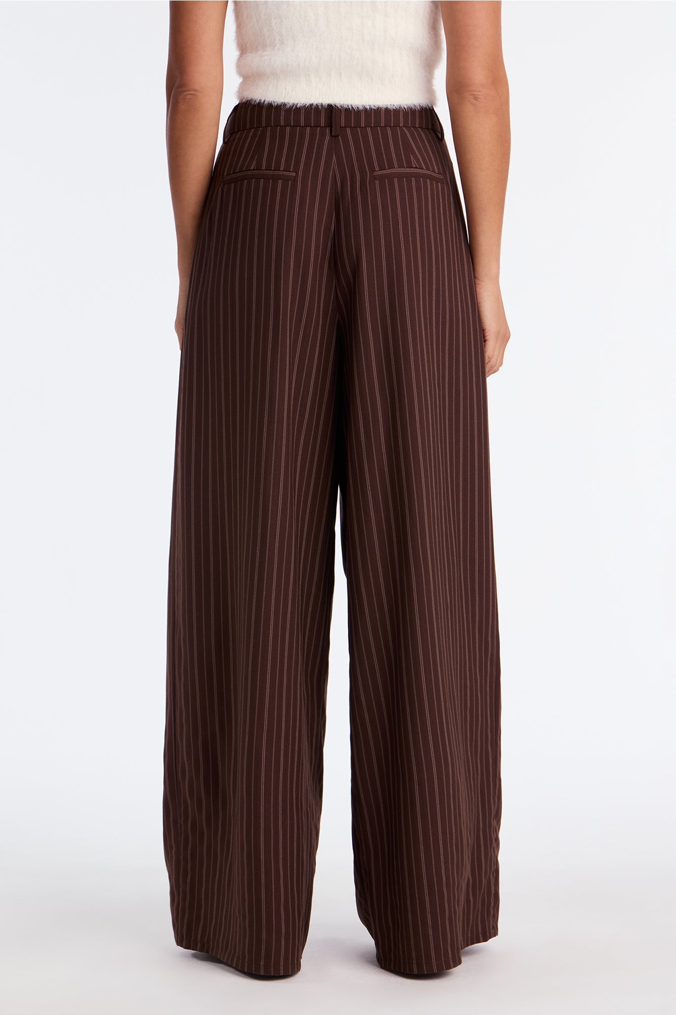 Monica High Waisted Wide Leg Trouser Pant 32″ - Brown/combo