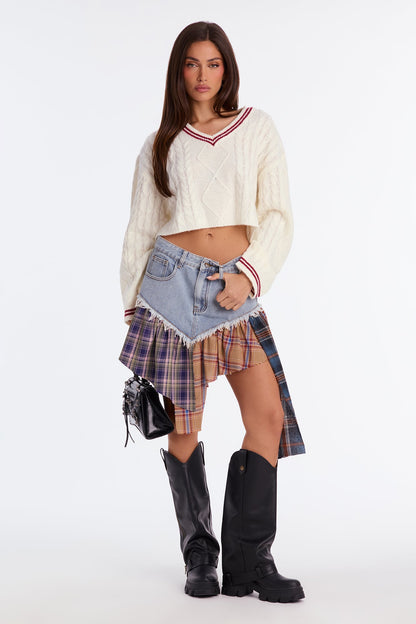 Sun Coast Cable Knit Sweater Top - White/combo