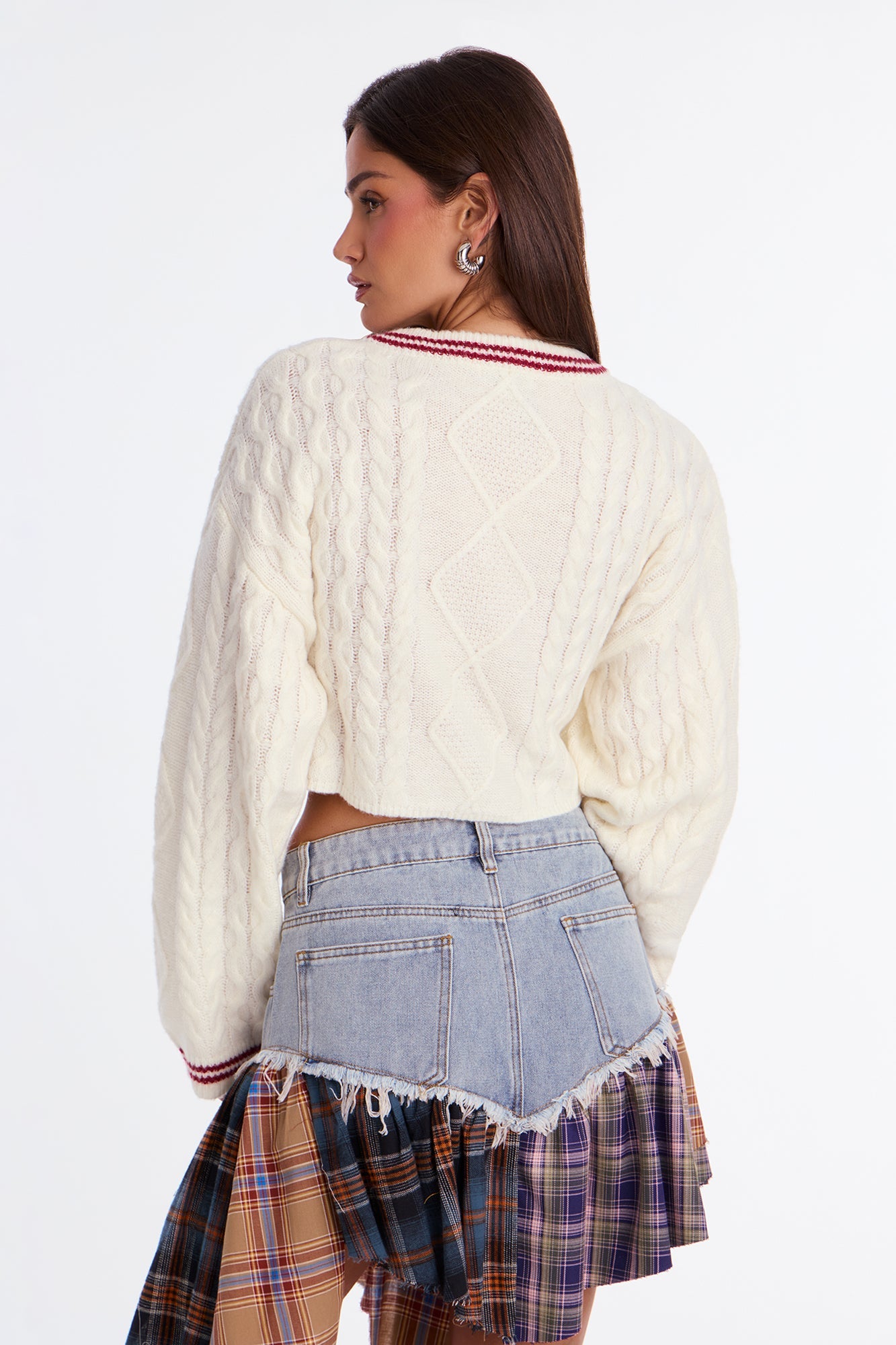 Sun Coast Cable Knit Sweater Top - White/combo