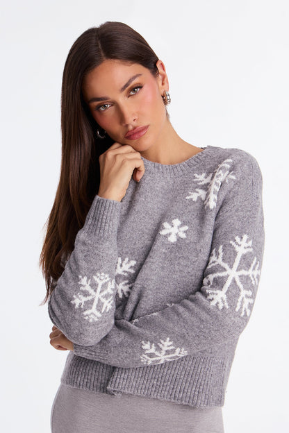 Snowy Feels Fair Isle Socks And Sweater Set - Grey/combo