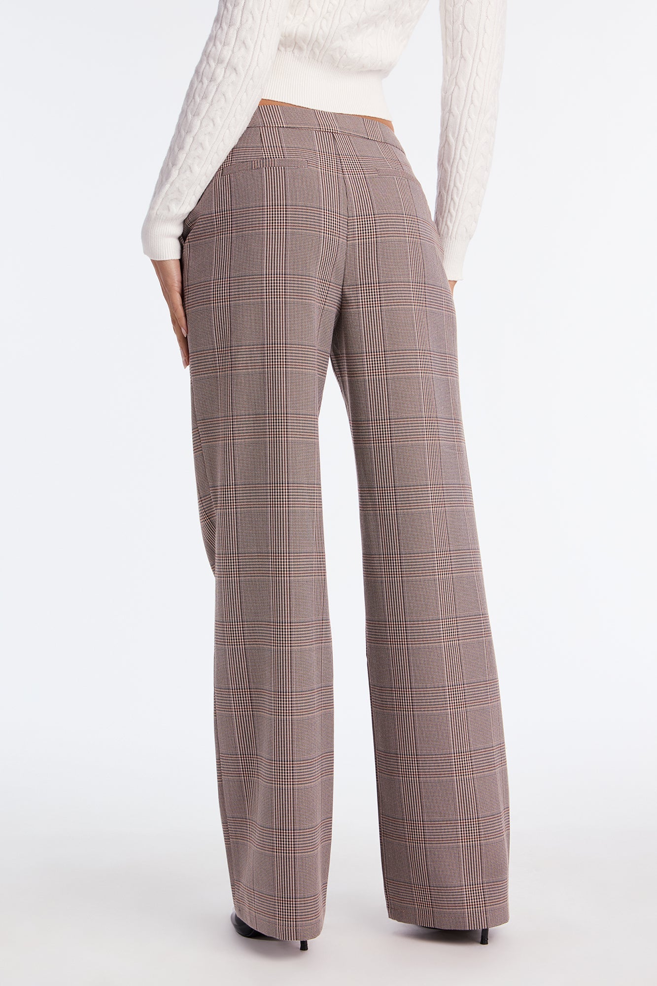 Florence Mid Rise Wide Leg Trouser Pant 32″ - Brown/combo