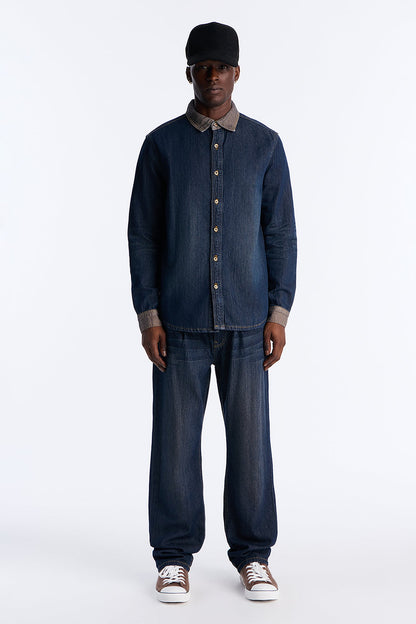 Dual Tone Denim Shirt - Indigo