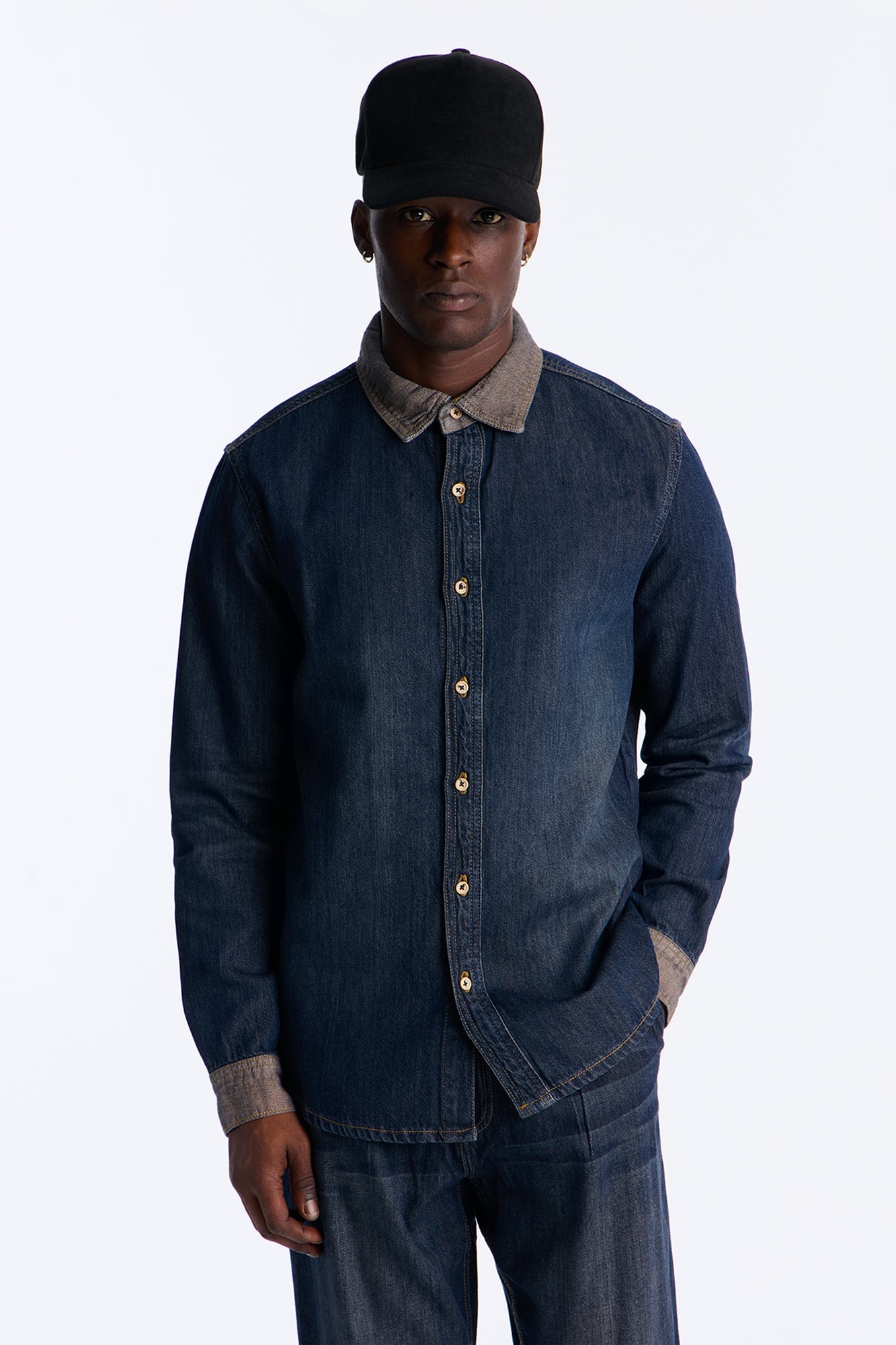 Dual Tone Denim Shirt - Indigo