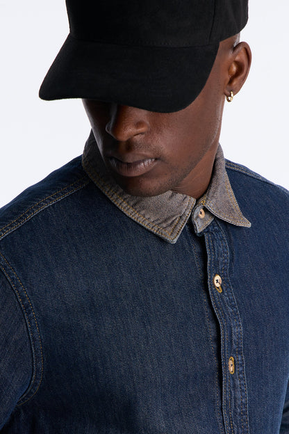 Dual Tone Denim Shirt - Indigo