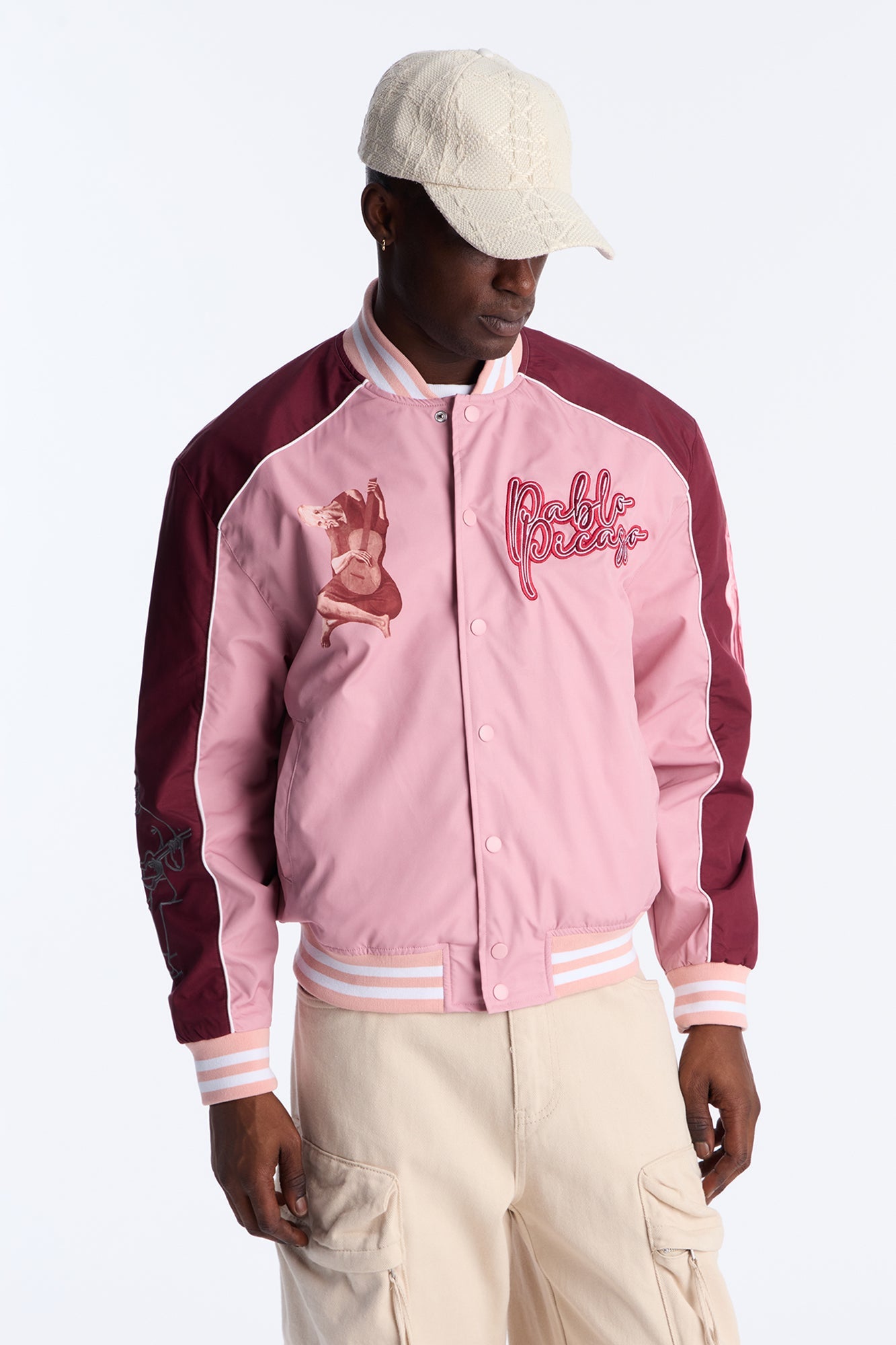 Pablo Picasso Colorblock Varsity Jacket - Pink/combo