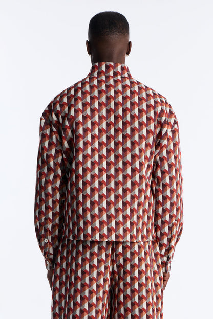 Relaxed Bellamy Geometric Tapestry Button Up Shirt - Multi Color