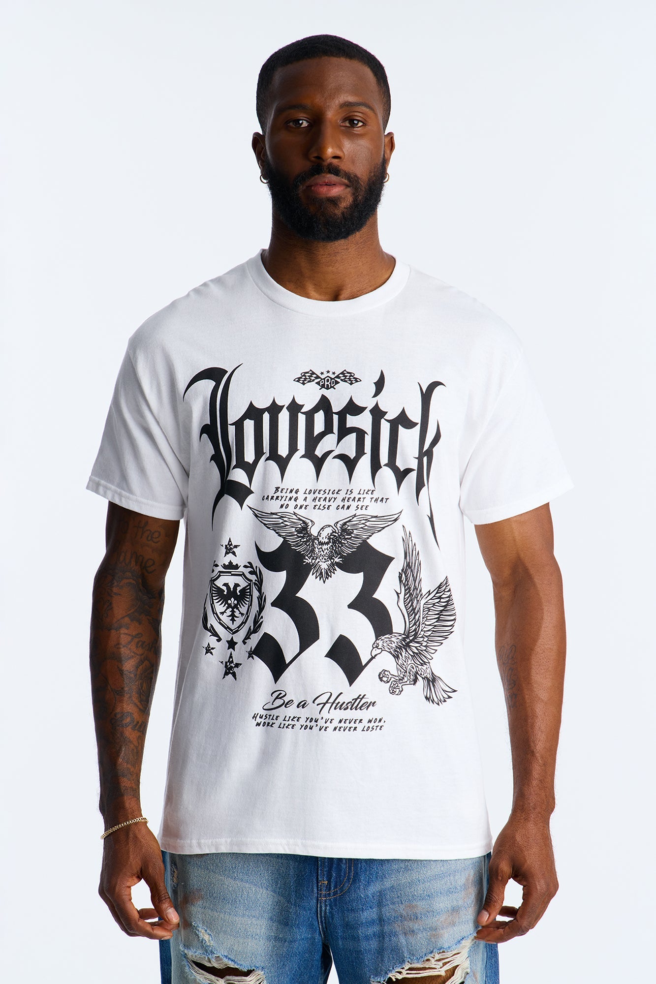 Lovesick Hustler Oversized Short Sleeve Tee - White