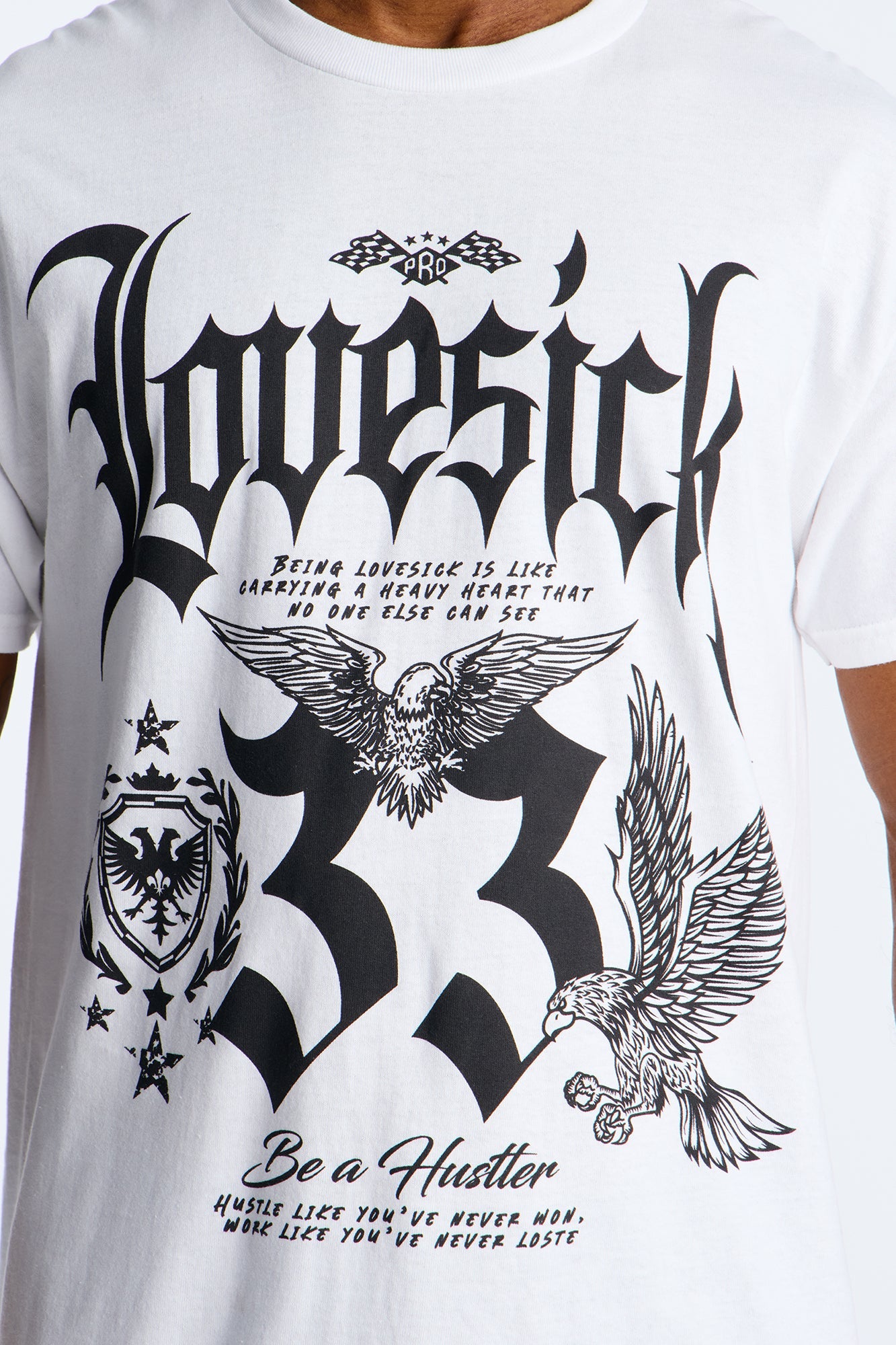 Lovesick Hustler Oversized Short Sleeve Tee - White