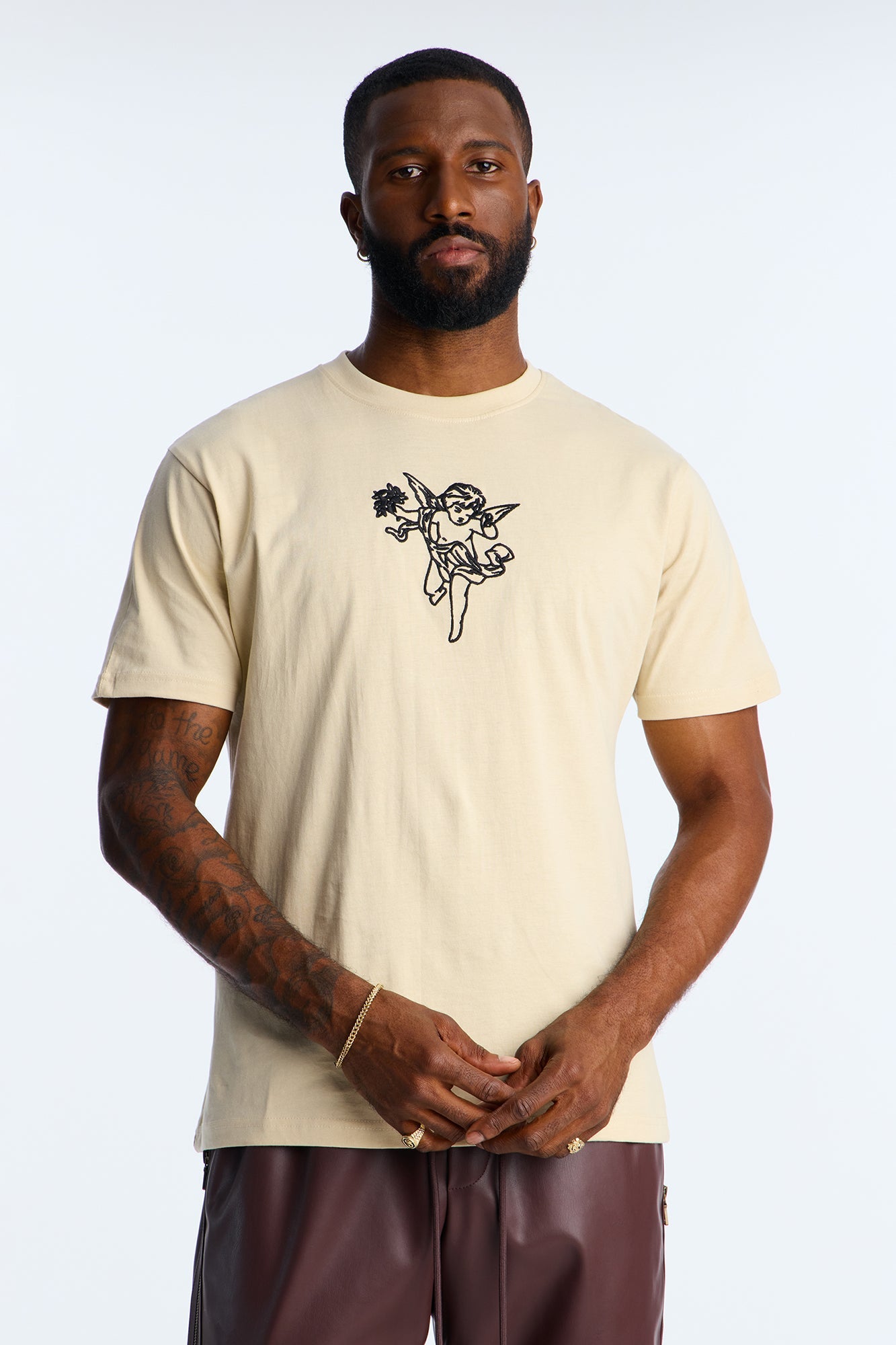 No Rules Law Embroidery Short Sleeve Tee - Off White