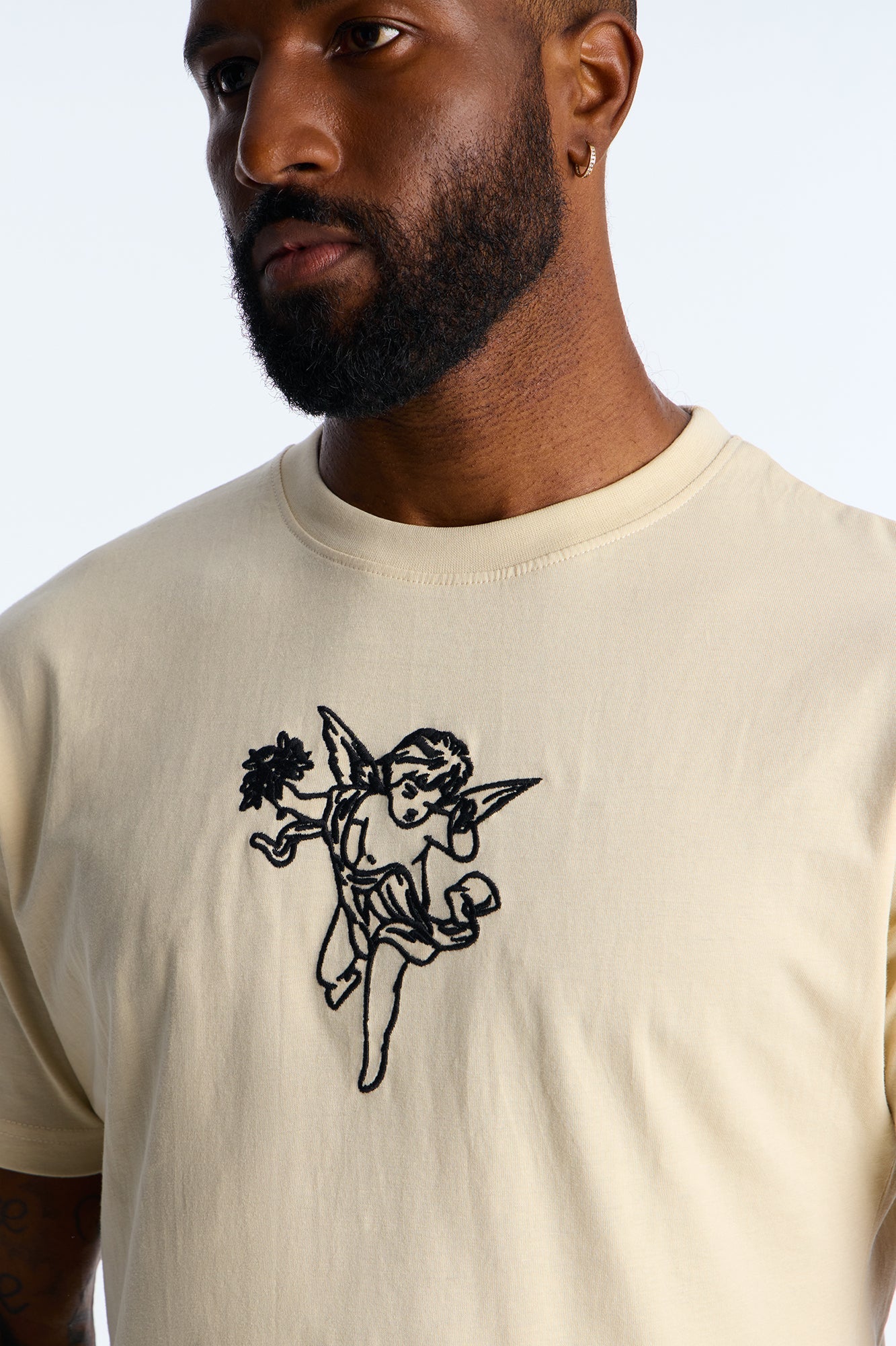 No Rules Law Embroidery Short Sleeve Tee - Off White