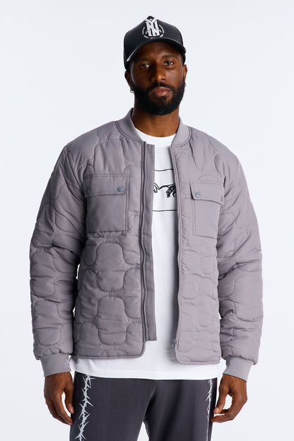 Geo Quilted Jacket - Grey