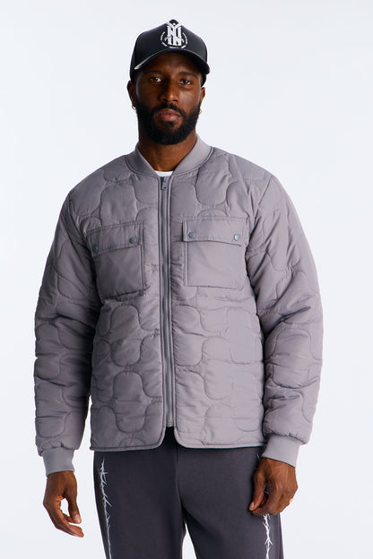 Geo Quilted Jacket - Grey