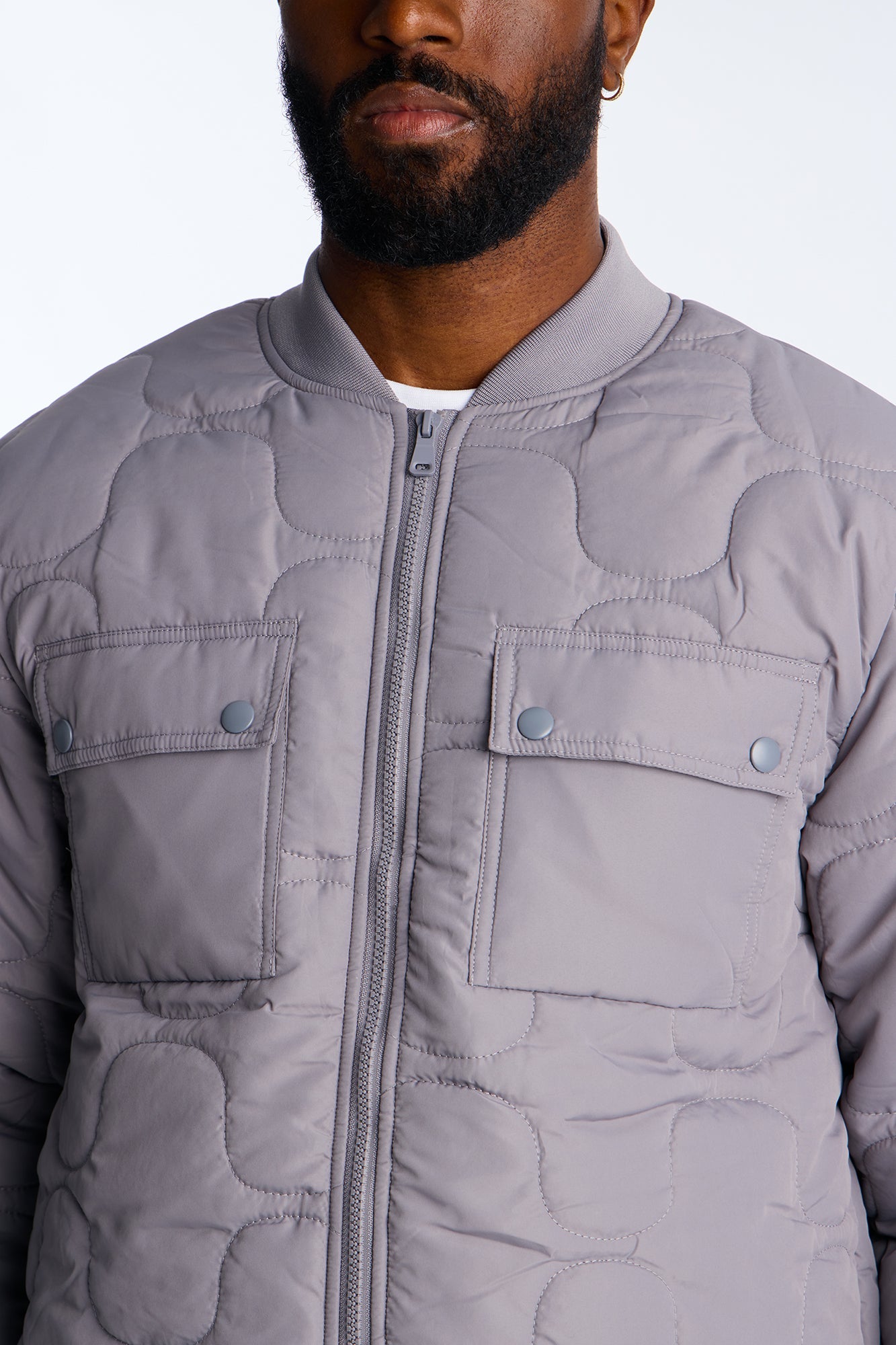 Geo Quilted Jacket - Grey