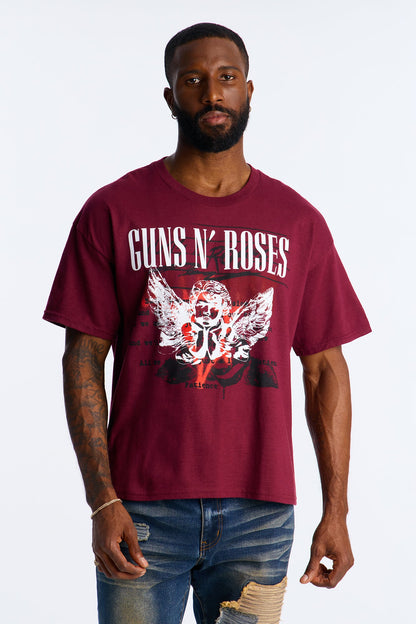 Guns N Roses Patience Oversized Short Sleeve Tee - Burgundy