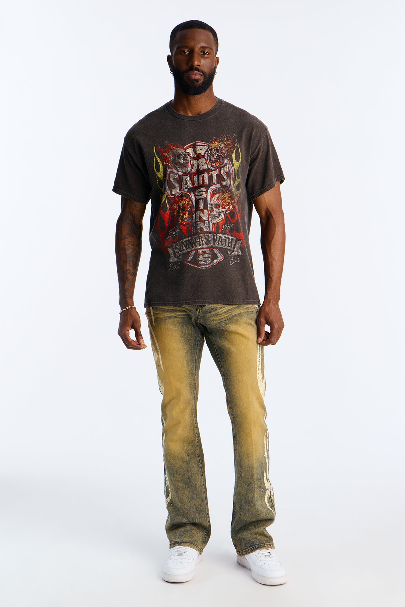 Saints Path Moto Club Oversized Short Sleeve Tee - Chocolate