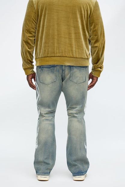 Stacked Skinny Flare Rockstar Life Jewel Jean - Light Wash