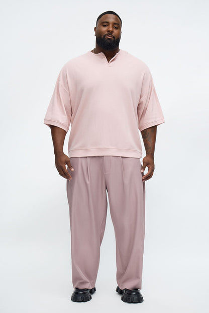 Relaxed Fit Classic Henley - Mauve