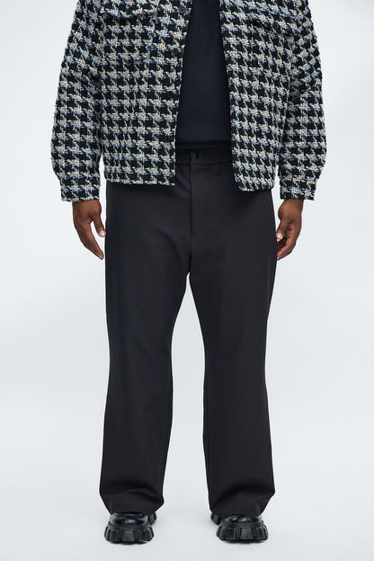Straight Riven Elastic Waist Tech Pant - Black