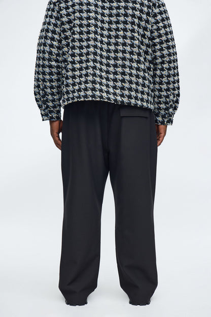 Straight Riven Elastic Waist Tech Pant - Black