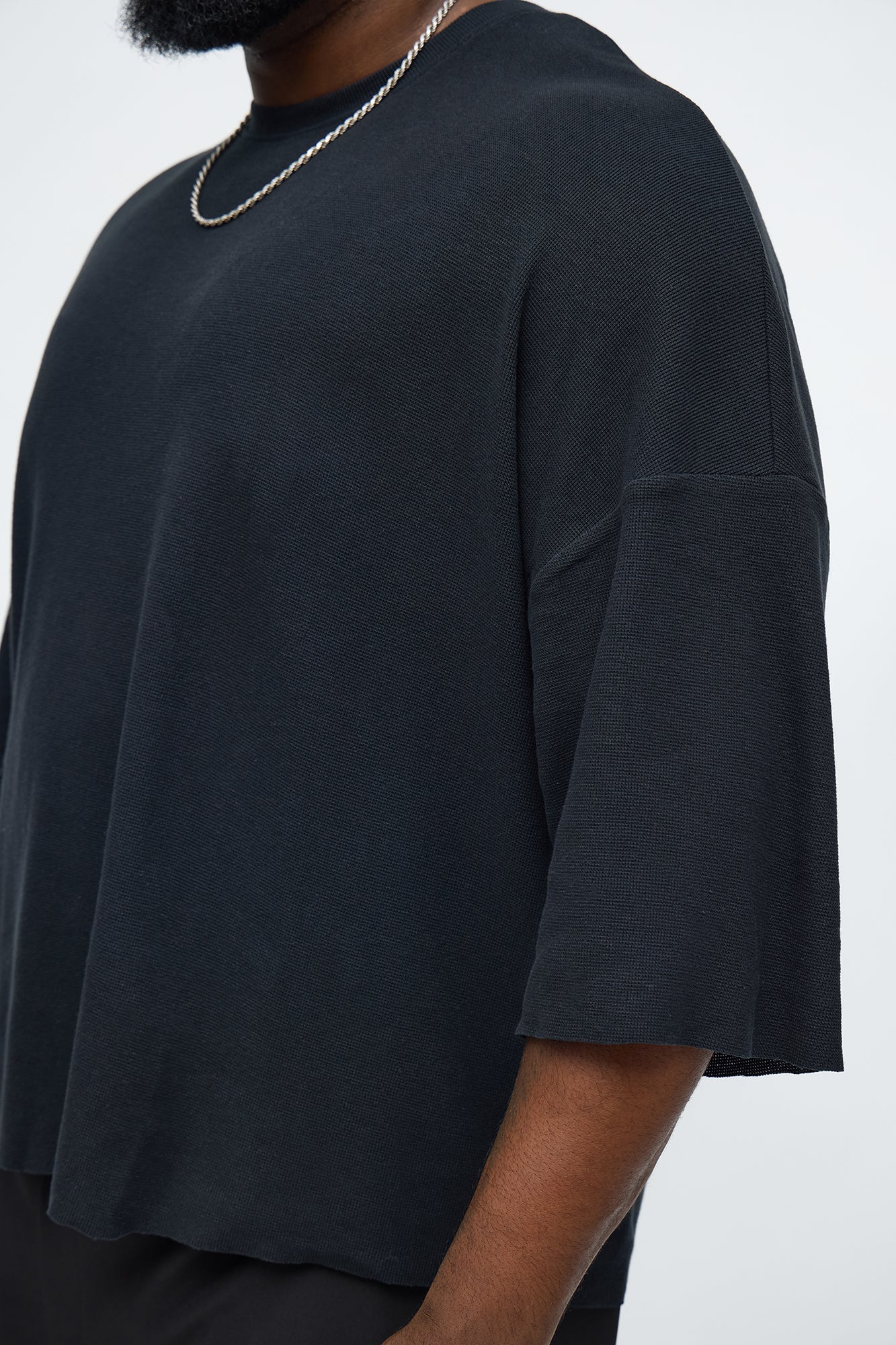 Relaxed Knit Crew Tee - Black
