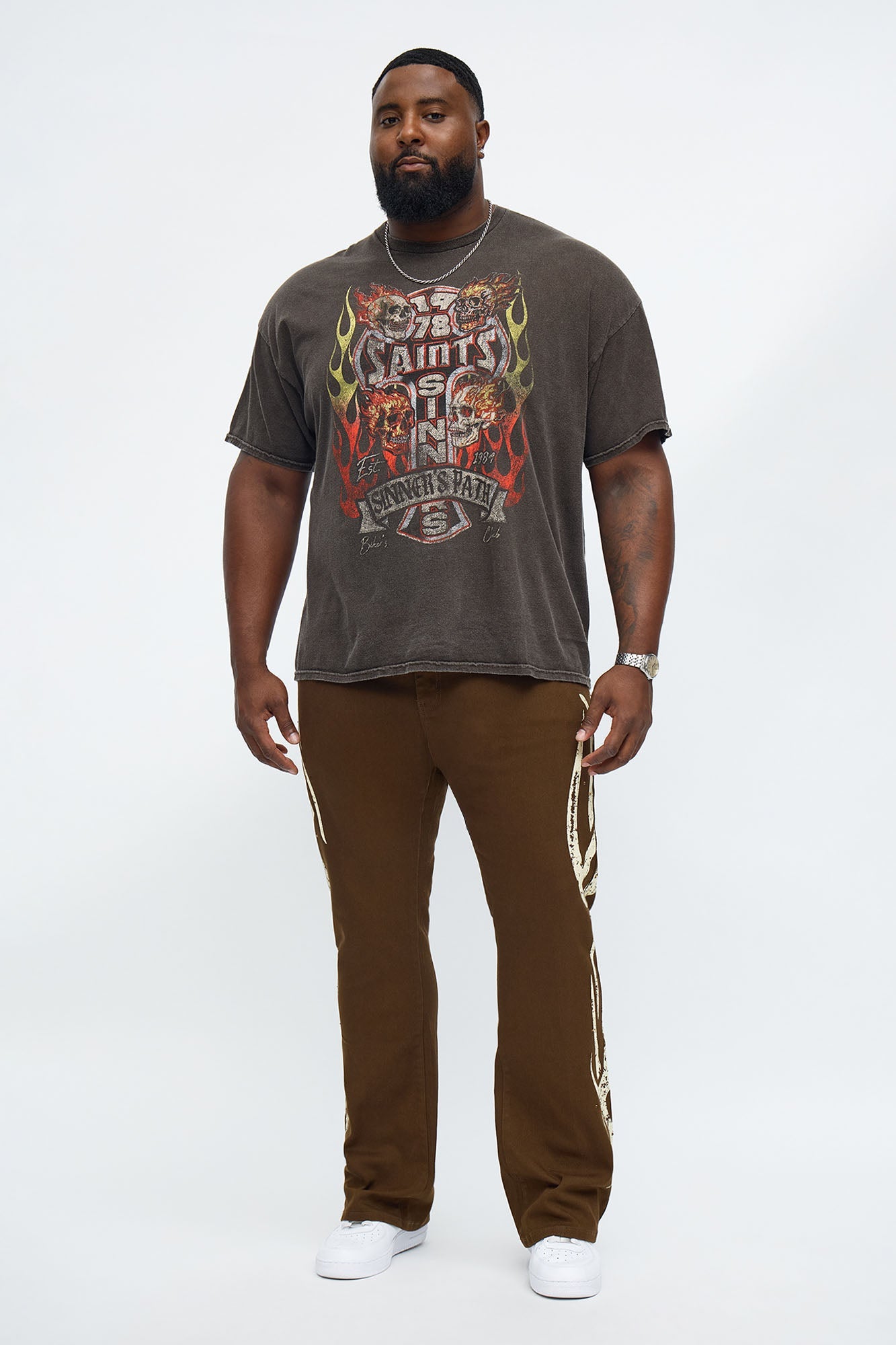 Saints Path Moto Club Oversized Short Sleeve Tee - Chocolate
