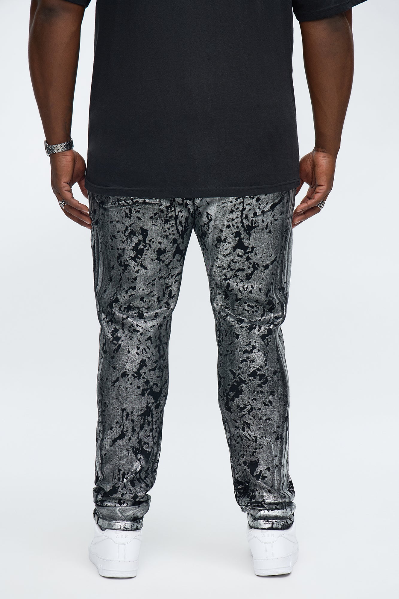 Stacked Skinny Chrome Dripped Jean - Black/combo