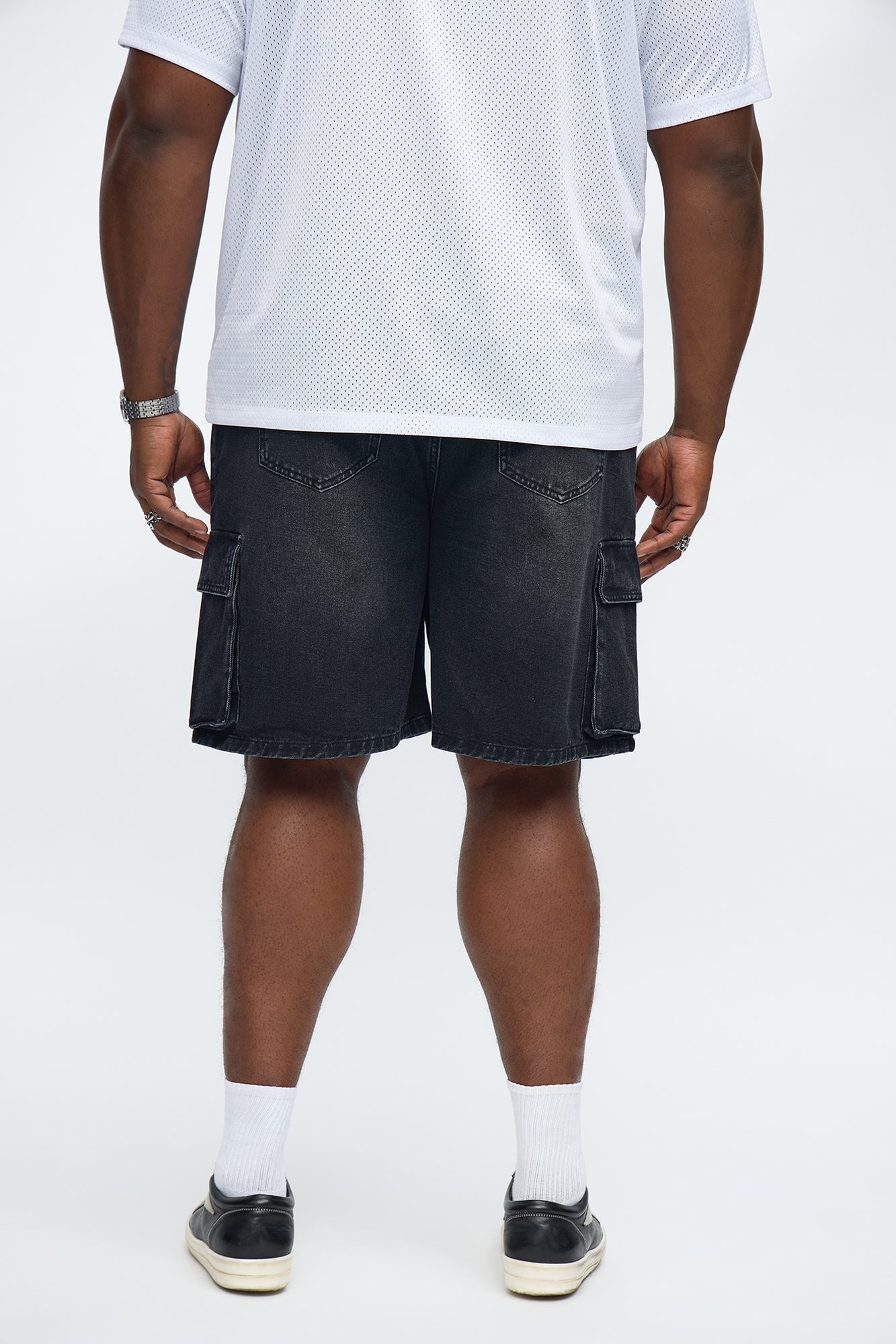 Relaxed Catch Me Camping Paneled Denim Cargo Short - Black Wash