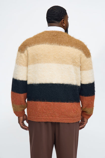 Chestnut Mohair Sweater Cardigan - Multi Color