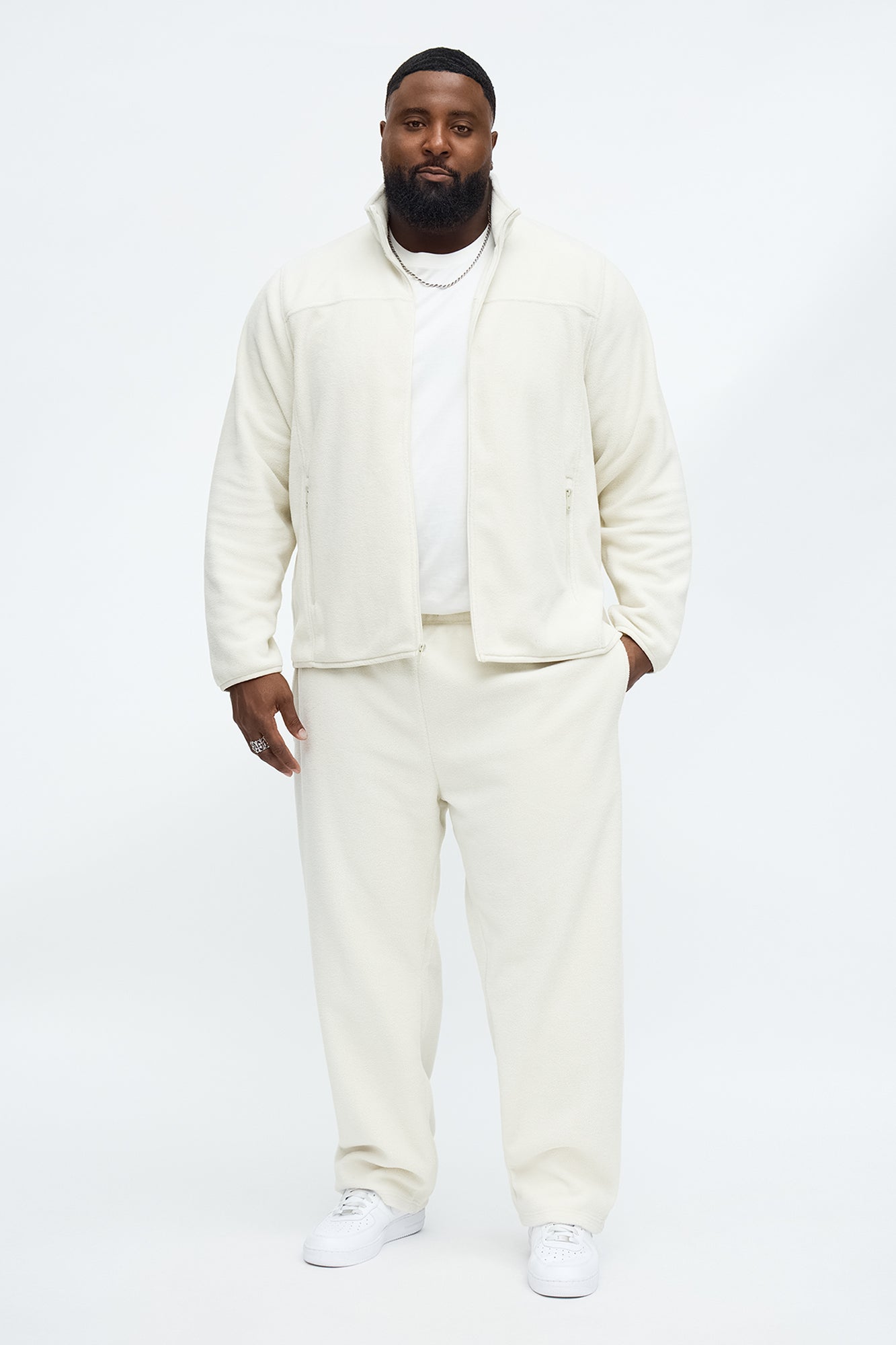 Core Microfleece Zip Jacket - Off White