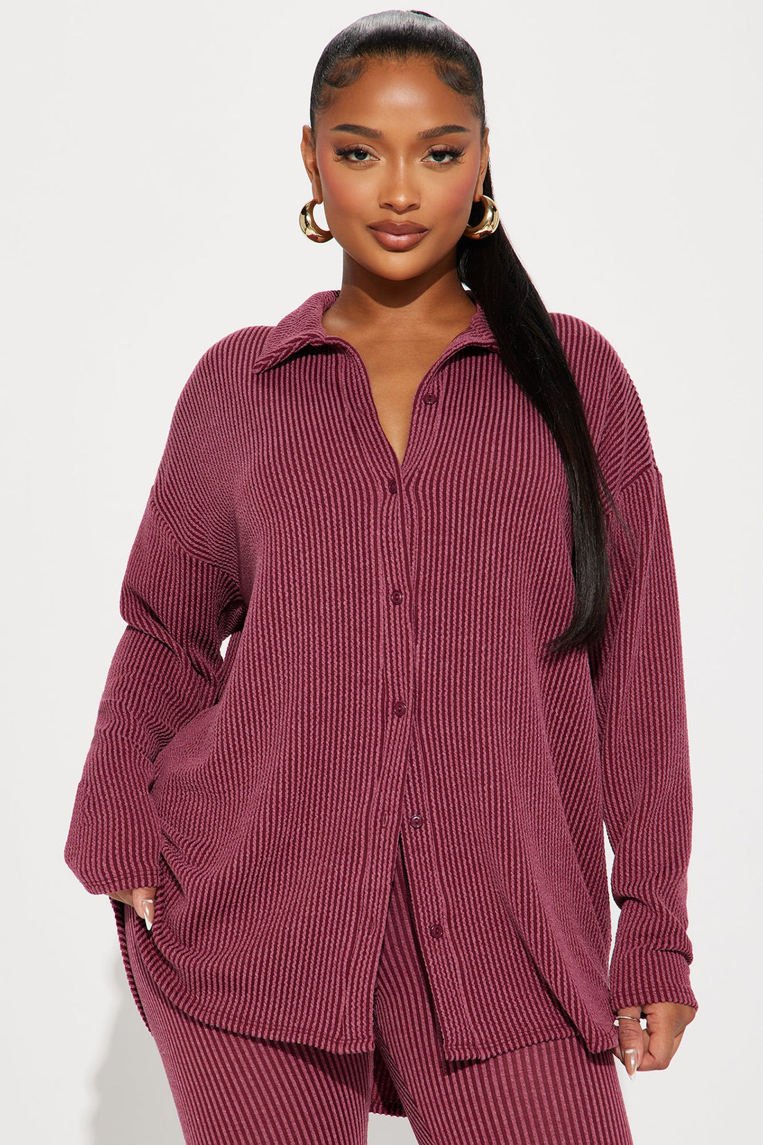 Maddie Ribbed Legging Set - Burgundy